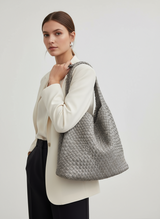 Gray Woven Shoulder Bag