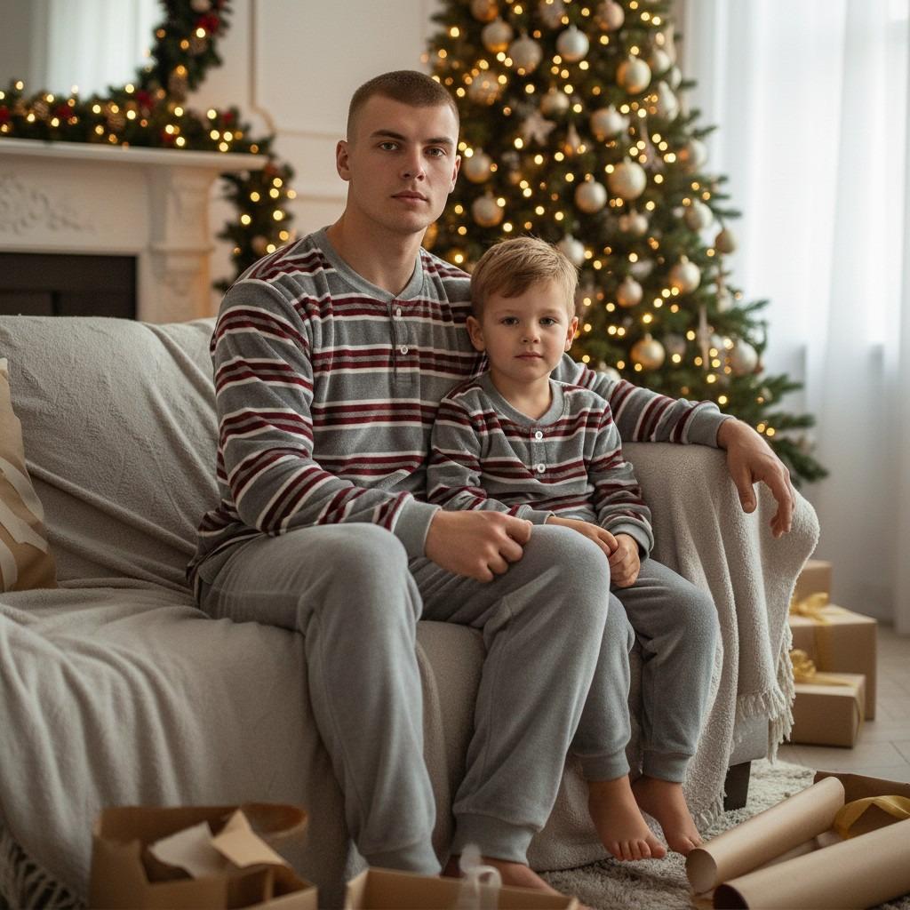 Grey Stripped Fleece Man PJ