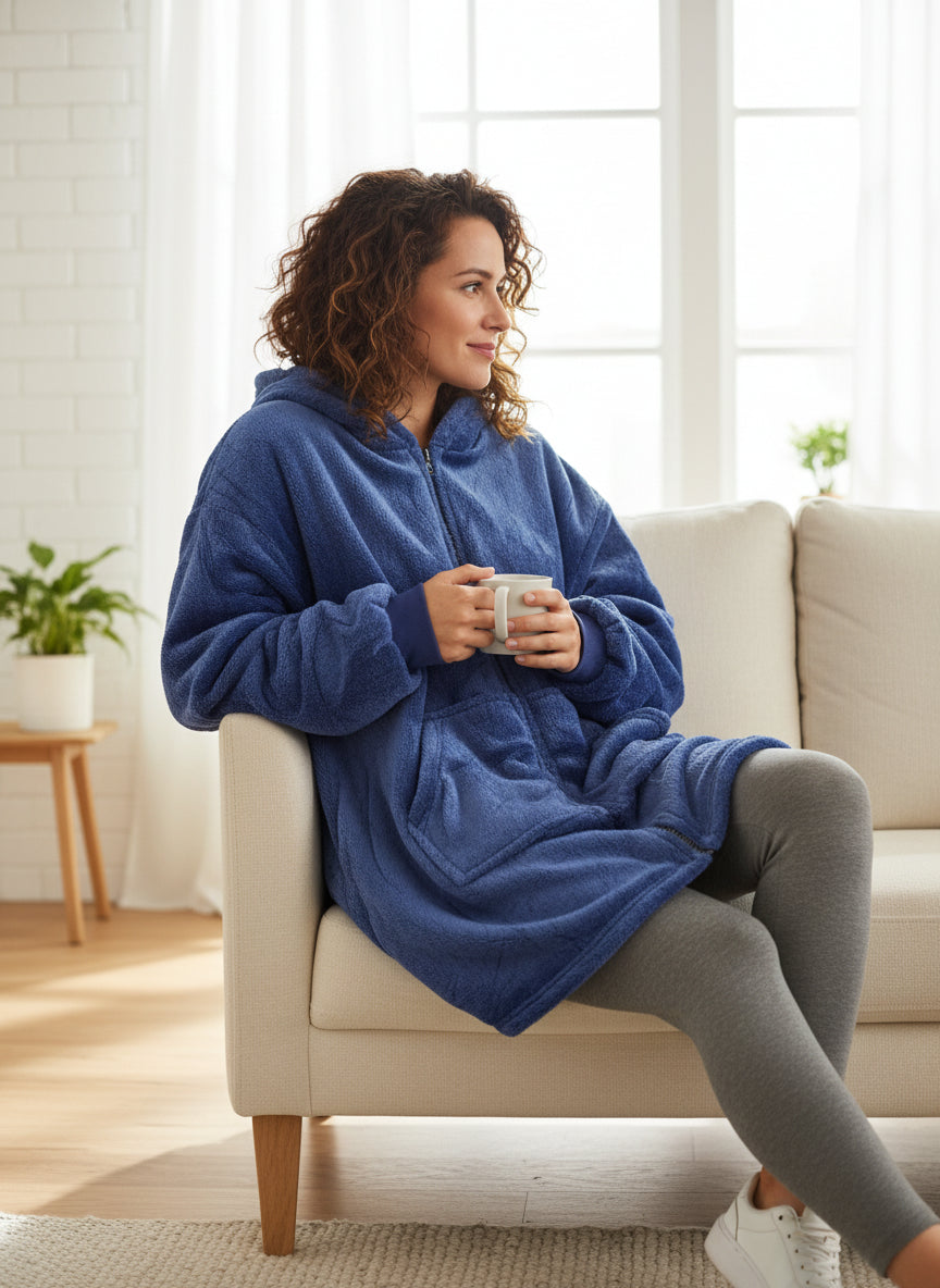 Navy Hooded Blanket w zipper