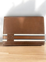 Striped Brown Leather Wallet