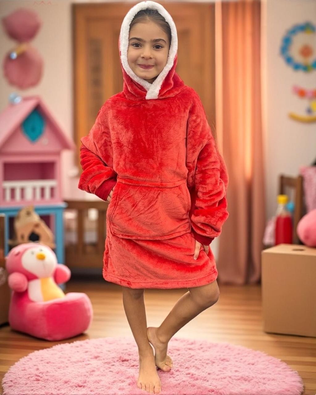 Red kids hooded blanket