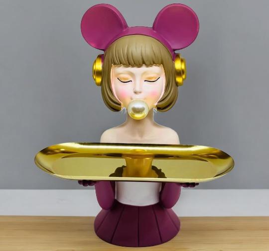 Bubble girl Figurine with Tray