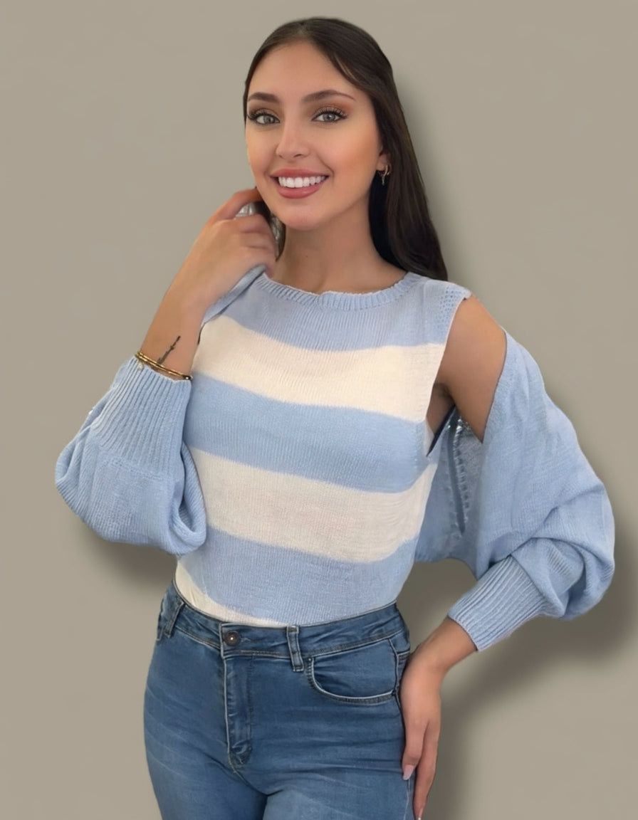 Blue Top & Cardigan
