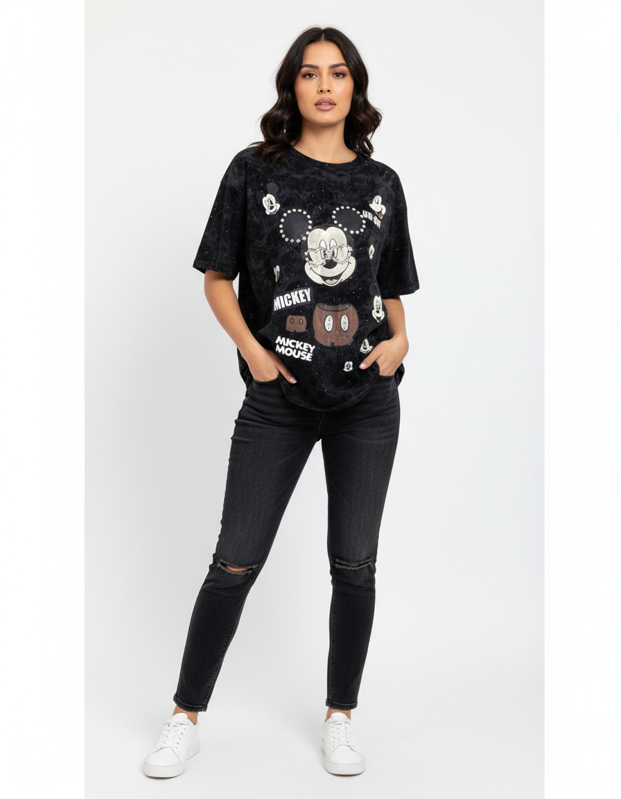 oversized mickey w glasses tshirt