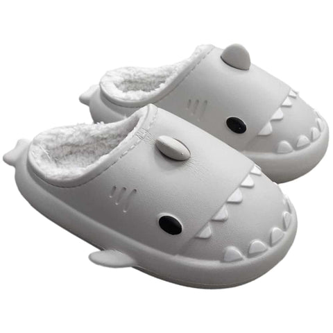 grey shark slippers