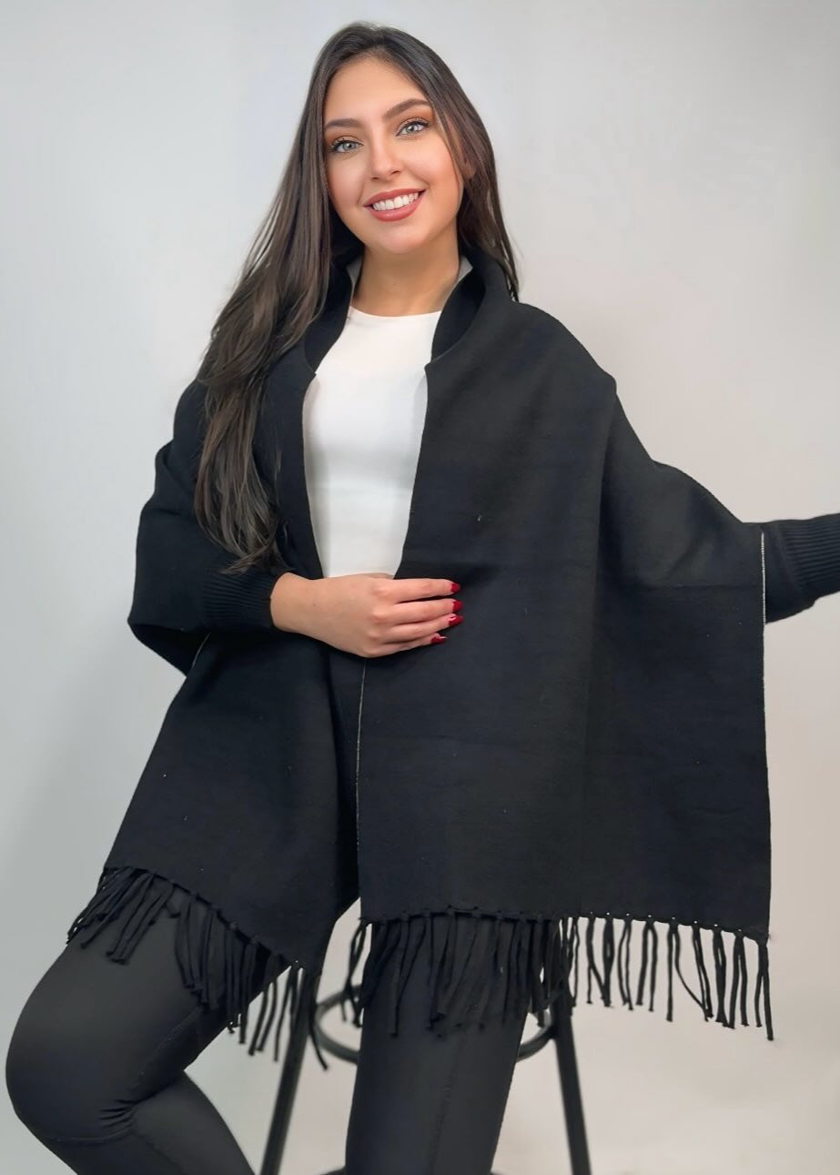 Reversible Fringe Poncho