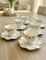 Floral Coffee Cups & Saucers – 6-Piece Set