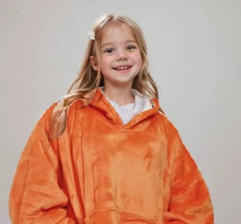 Orange Kids Hooded Blanket