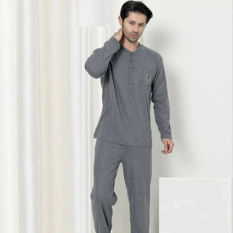 Striped Simple Grey Cotton Pajama 1(Big Size)