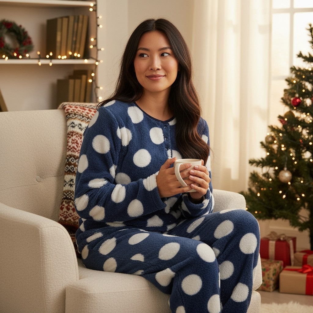 Navy Circles Fleece PJ
