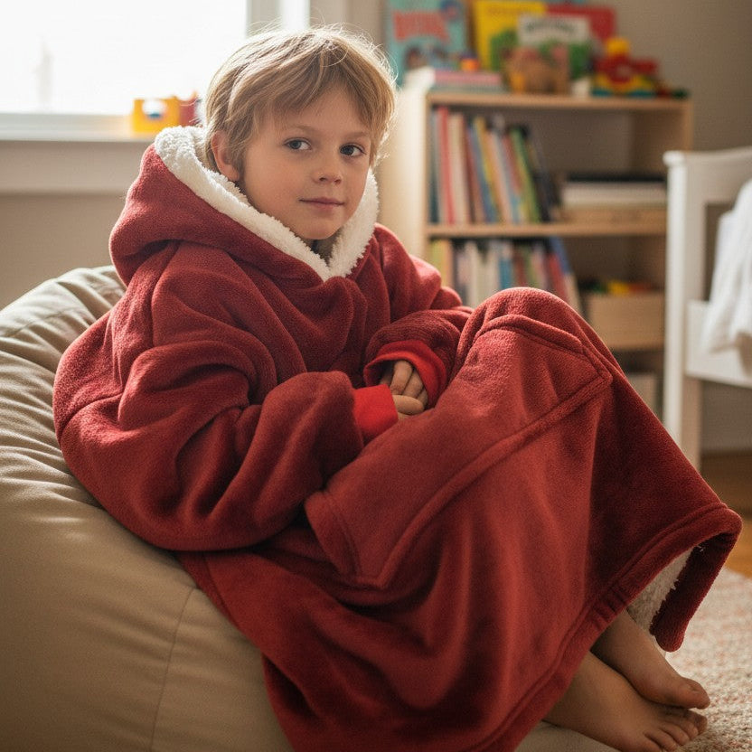 Burgundy kids hooded blanket