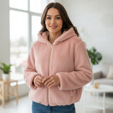 Women's pink faux fur jacket, cozy winter style, Jack Gifts Online Lebanon