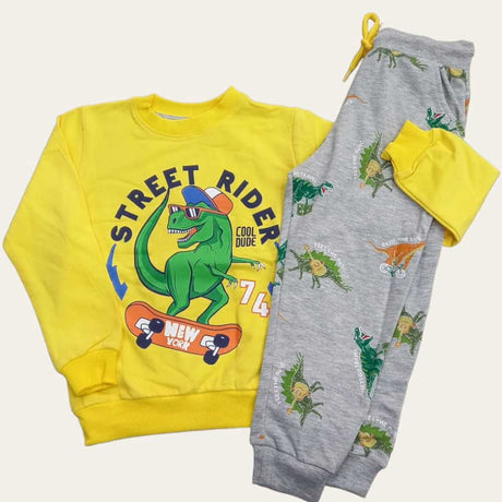 yellow Skating T-Rex Jogging Set