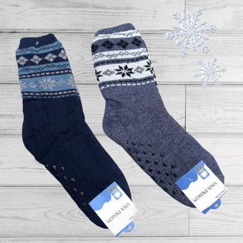DARK BLUE Simple Snowflake Pattern Socks for men