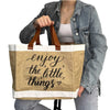 Beige Enjoy The Little Things Canvas Bag
