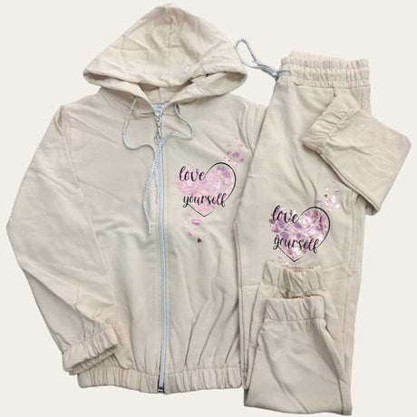 Beige Love Yourself Jogging Set