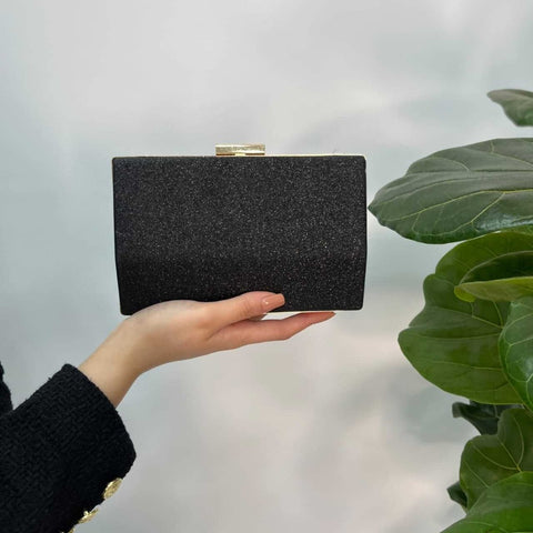 Black Glitter Chain Clutch  for women