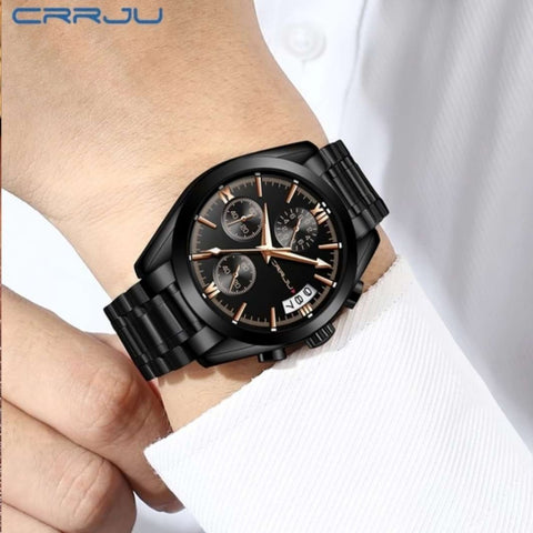 Black Rose Gold Metal Crrju 14 Watch