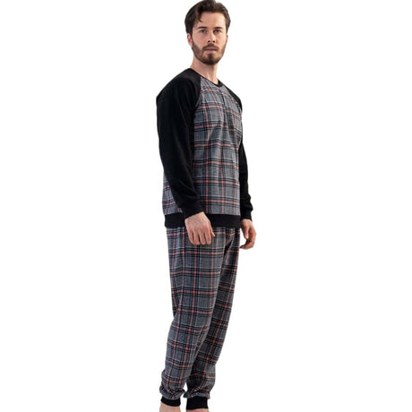 Black Square Pattern Fleece PJ