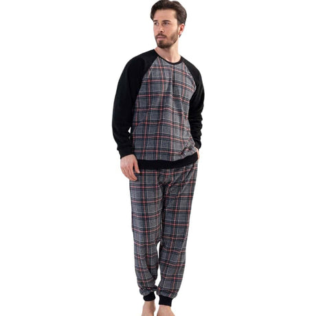 Black Square Pattern Fleece PJ