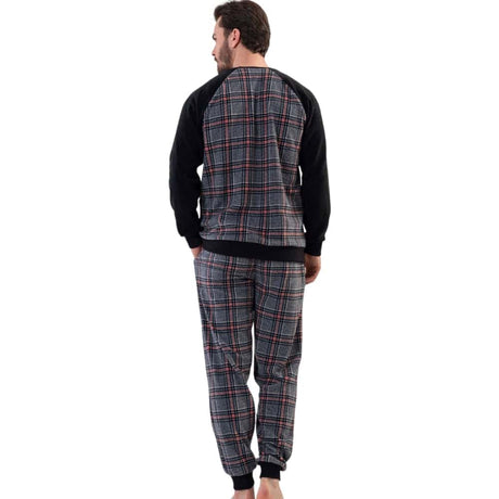 Black Square Pattern Fleece PJ