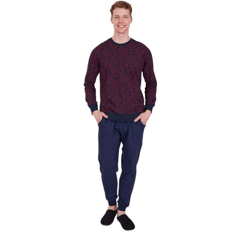 Burgundy Simple Pattern Cotton PJ 