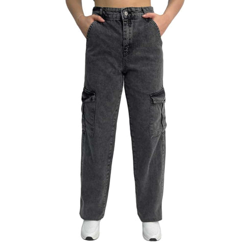 Dark Grey Jeans Cargo Pants