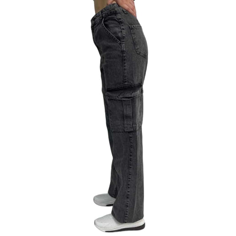 Dark Grey Jeans Cargo Pants