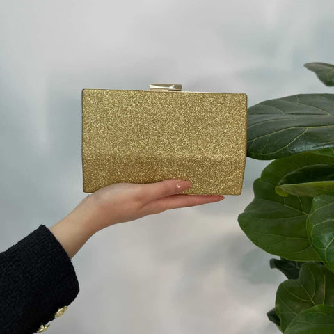 Gold Glitter Chain Clutch  for women