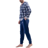 Grey-Dark Blue Hooded Fleece PJ 1