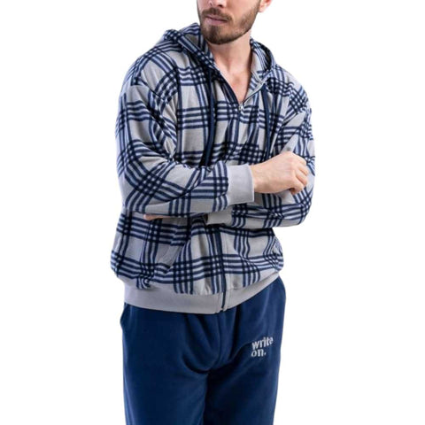 Grey-Dark Blue Hooded Fleece PJ 1