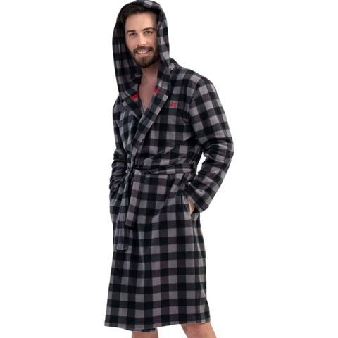 Grey Checkered Fleece Robe