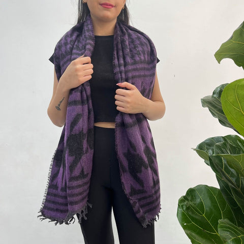 black purple wool scarf