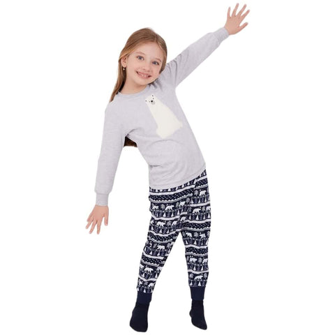 Light Grey-Dark Blue Polar Bear PJ