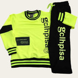 Neon Yellow And Black Simple Jogging Set 4