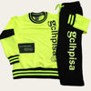 Neon Yellow And Black Simple Jogging Set 4