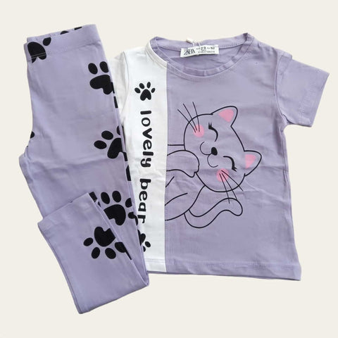 Purple Lovely Bear Jogging Set 