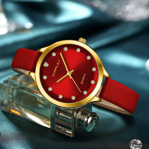 Red Leather Crrju 1 Watches