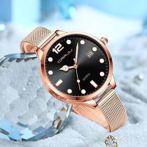 Rose Gold Black Crrju 3 Watches