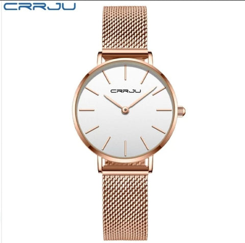 Rose Gold White Metal Crrju 17 Watch