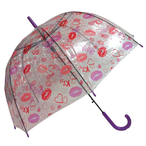 Clear Umbrella with Kisses Design  