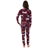 burgundy Cheetah Pattern Cotton PJ
