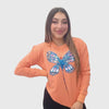orange Butterfly Sequin Sweater S-103