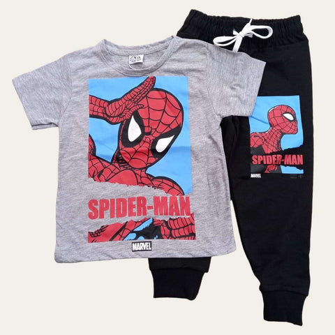 Grey Spiderman shorts Set