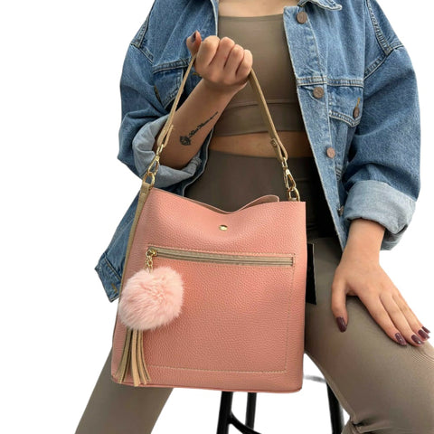Pink Pompom Bag
