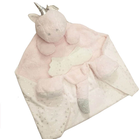 Pink Baby Blanket With Unicorn Pink Plush