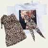 White-Beige Cheetah Shorts Set